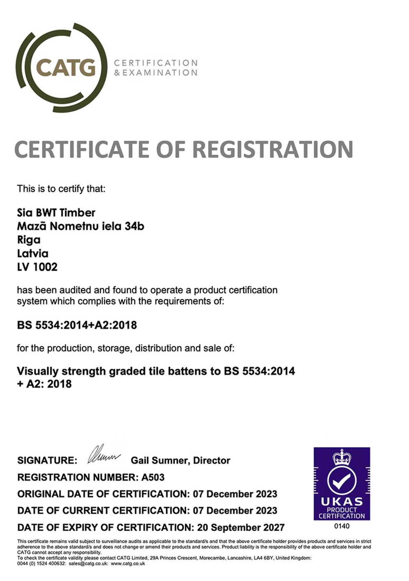 Certificate bs5534