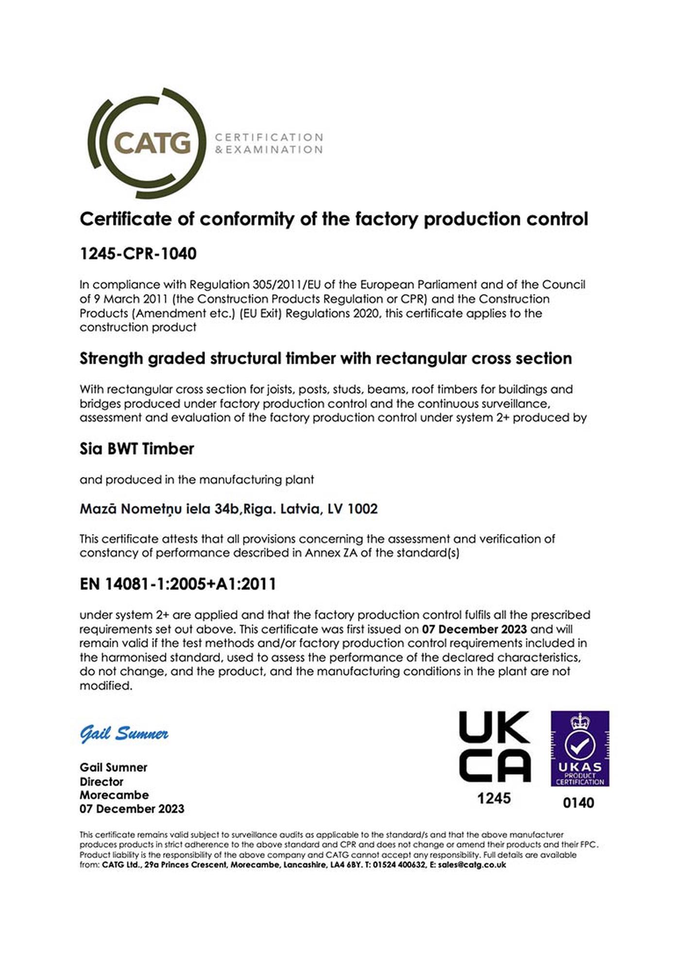 Certificate ce ukca